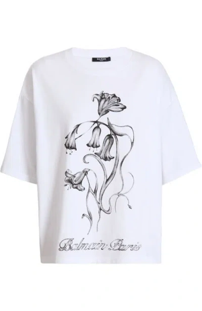 Balmain Printed Flower T-shirt In White