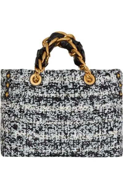 Balmain Small Soft 1945 Tote Bag In Tweed In Multi