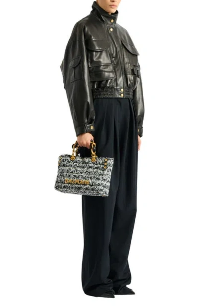 Balmain Small Soft 1945 Tote Bag In Tweed In Multi