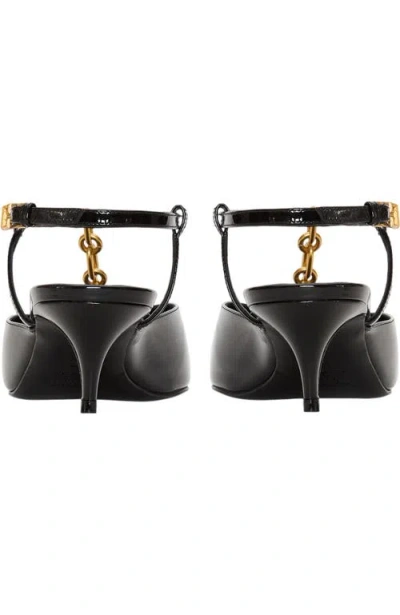 Balmain Sync Chain Kitten Slingbacks In Black