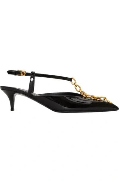 Balmain Sync Chain Kitten Slingbacks In Black