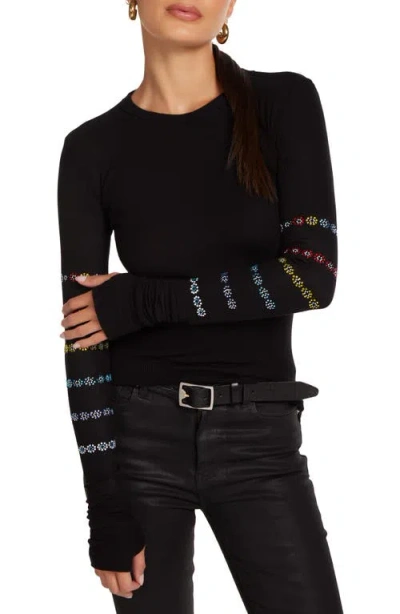 Lauren Moshi Mckinley Crystal Evil Eye Stripe Top In Multi