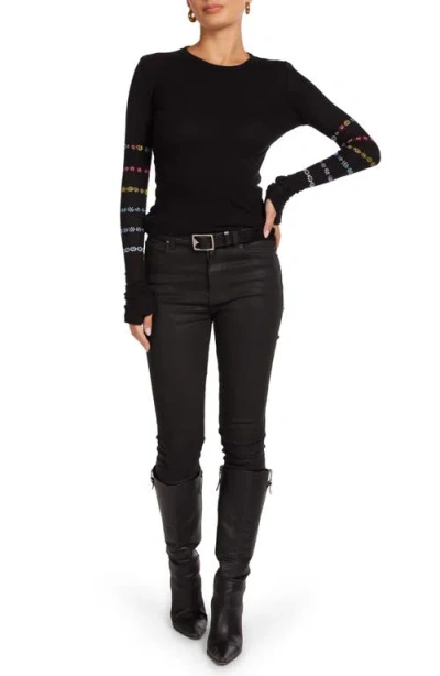 Lauren Moshi Mckinley Crystal Evil Eye Stripe Top In Multi