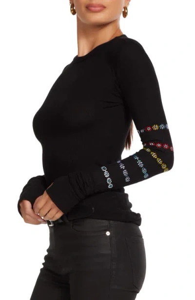 Lauren Moshi Mckinley Crystal Evil Eye Stripe Top In Multi