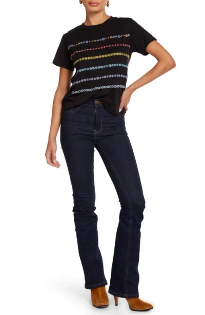 Lauren Moshi Ursula Crystal Evil Eye Stripe Top In Black