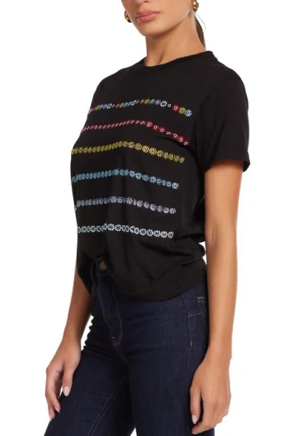 Lauren Moshi Ursula Crystal Evil Eye Stripe Top In Black