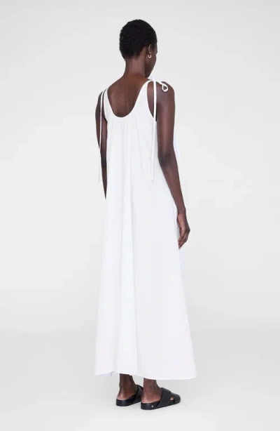 Anine Bing Flora Gathered Lyocell And Linen-blend Maxi Dress In White