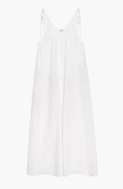 Anine Bing Flora Gathered Lyocell And Linen-blend Maxi Dress In White