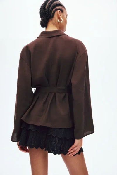 H&m Oversized Tie-belt Blazer In Multi