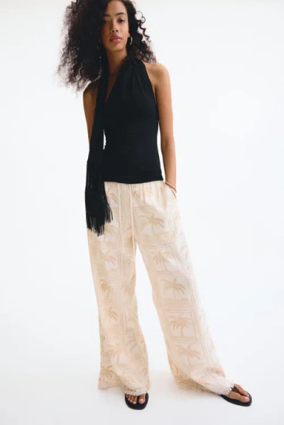 H&m Linen-blend Drawstring Trousers In Multi