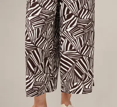 Adrianna Papell Pull On Cropped Wide Leg Pant In Chocolate Patchwork Stripe In Multi