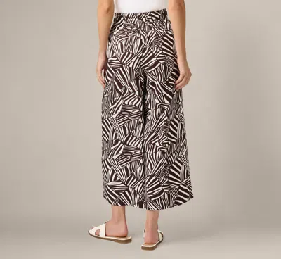 Adrianna Papell Pull On Cropped Wide Leg Pant In Chocolate Patchwork Stripe In Multi