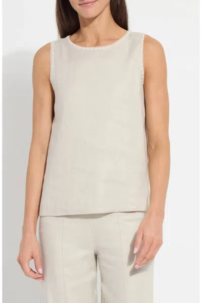 Lyssé Gabriela Embroidered Detail Blend Tank In Flax Linen In Neutral