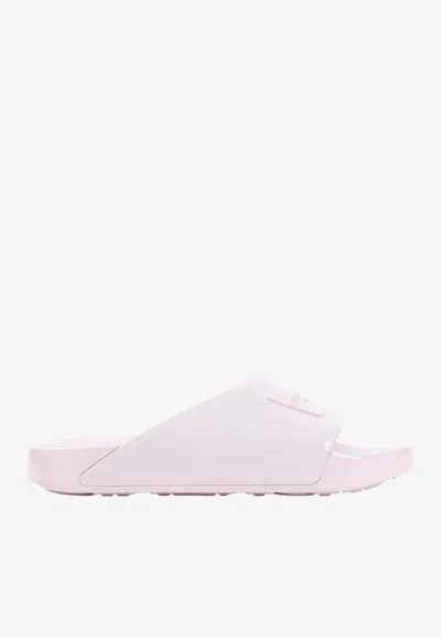 Givenchy Label Rubber Slides In Burgundy