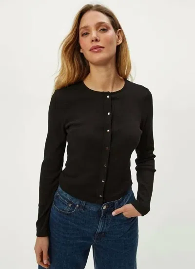 Michael Stars Trixie Cotton Snap-up Cardigan In Black