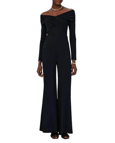 Diane Von Furstenberg Lucien Off-shoulder Crossover Wide-leg Jumpsuit In Black