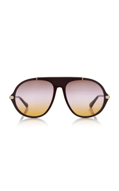 Chloé Aviator-frame Acetate Sunglasses In Multi