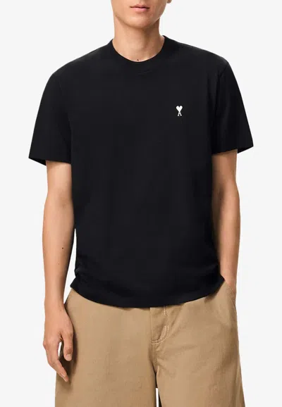 Ami Alexandre Mattiussi Ami De Coeur Logo-embroidered T-shirt In Gray
