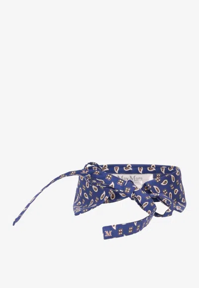 Max Mara Silk Patterned Collar In Blue