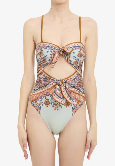 Zimmermann Aster One-piece Floral Swimsuit In Multi