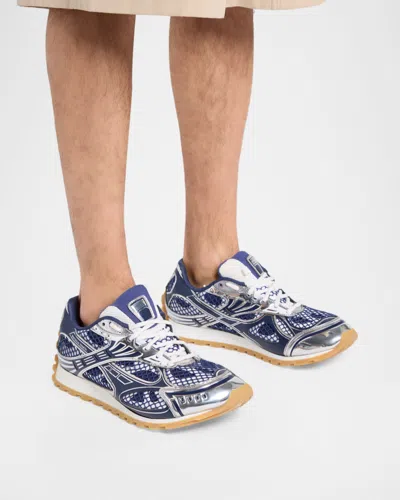 Bottega Veneta Technical Fishnet Orbit Sneaker In Blue