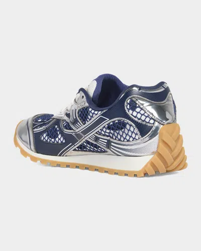 Bottega Veneta Technical Fishnet Orbit Sneaker In Blue