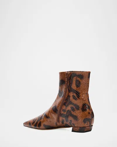 Proenza Schouler Trap Flat Ankle Boots In Embossed-python In Brown