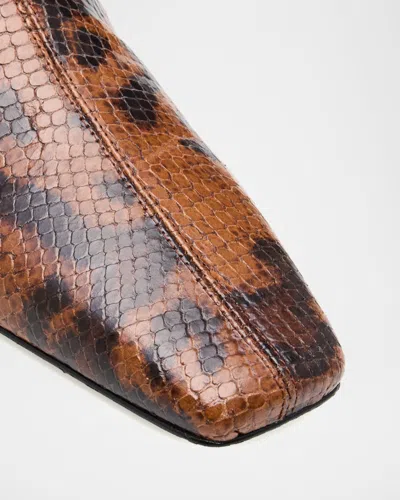 Proenza Schouler Trap Flat Ankle Boots In Embossed-python In Brown