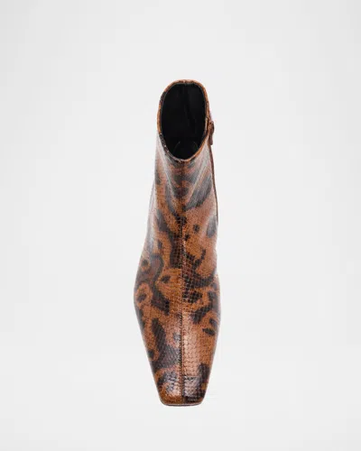 Proenza Schouler Trap Flat Ankle Boots In Embossed-python In Brown