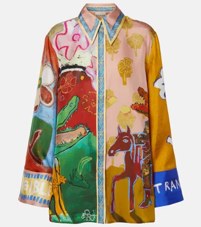 Alemais Mlak Silk Button Down Shirt Multi In Multi
