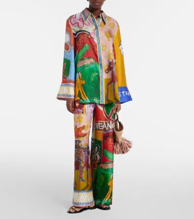 Alemais Mlak Silk Button Down Shirt Multi In Multi