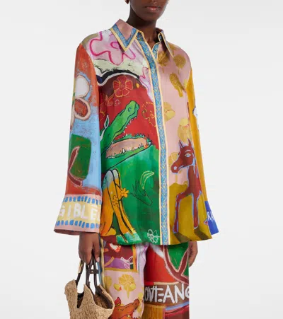 Alemais Mlak Silk Button Down Shirt Multi In Multi