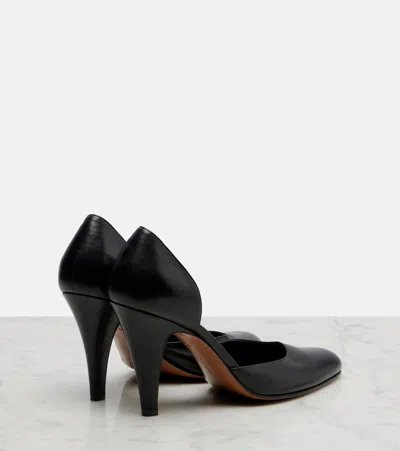 The Row Black Leather Ornella Pumps In Black