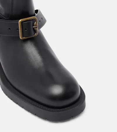 Burberry Soft Saddle Leather Mid-calf Boots In Black