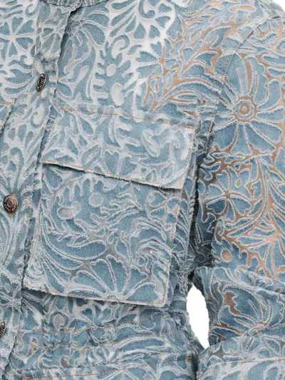 Veronica Beard Lane Sheer Floral Denim Jacket In Blue