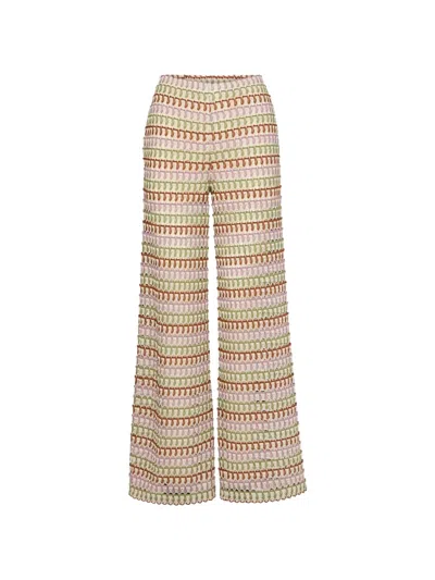 Veronica Beard Womens Deep Ochre Dove Multi Fatima Wide-leg Crochet-knit Trousers