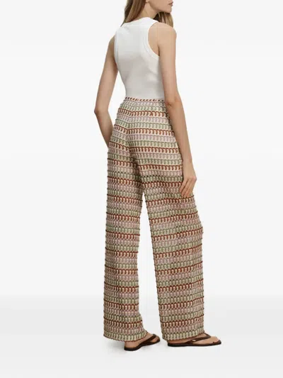 Veronica Beard Womens Deep Ochre Dove Multi Fatima Wide-leg Crochet-knit Trousers