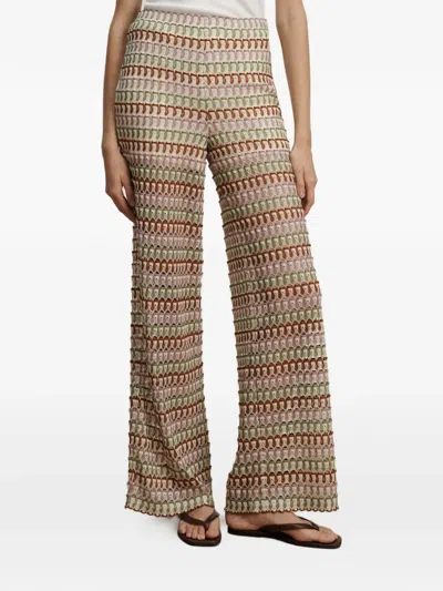 Veronica Beard Womens Deep Ochre Dove Multi Fatima Wide-leg Crochet-knit Trousers