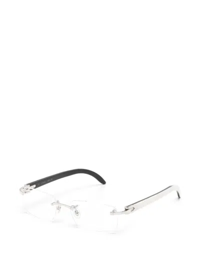 Cartier C Décor Rectangle-frame Glasses In White