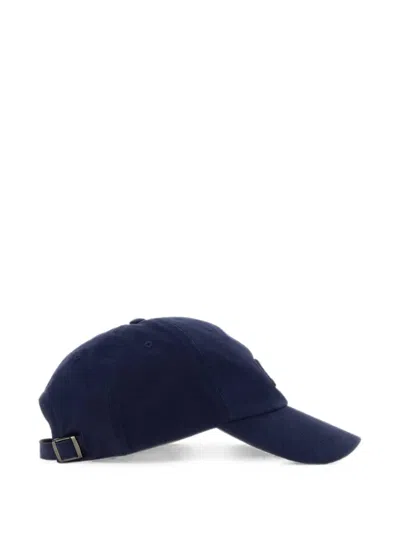 Jil Sander Navy Blue Logo Textured Baseball Hat In Blue