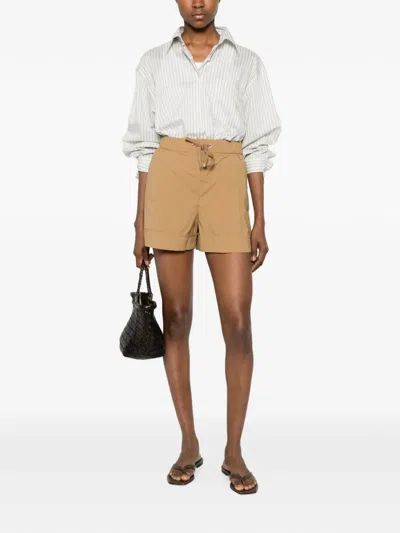 Herno Drawstring Turn-up Shorts In Brown