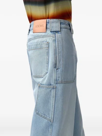 Loewe Washed-effect Panelled Jeans In Blue
