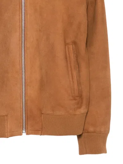 Sergio Moretti Firenze Shearling-collar Jacket In Brown