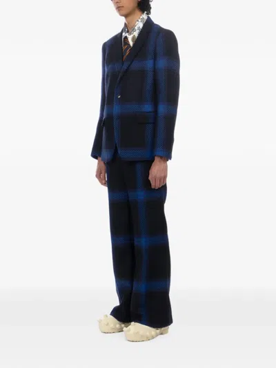 Walter Van Beirendonck Check-pattern Wool Blazer In Blue