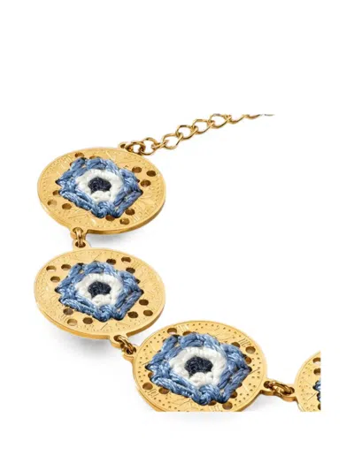 L'eight Studio Embroidered Openwork Medallion Bracelet In Pattern
