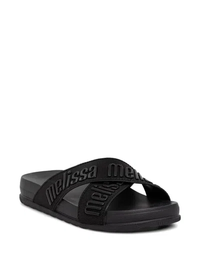 Melissa Logo-print Crossover-strap Slides In Black