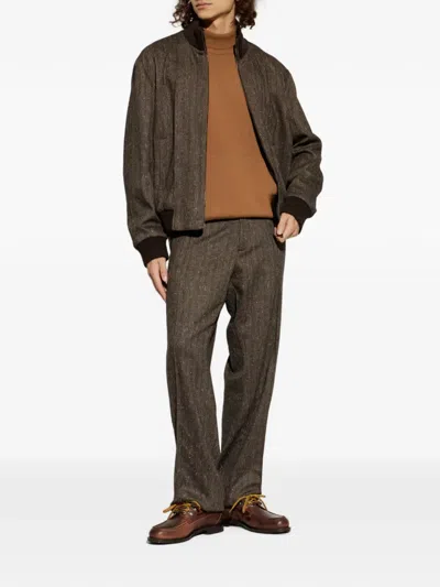 Dsquared2 Herringbone-pattern Trousers In Brown