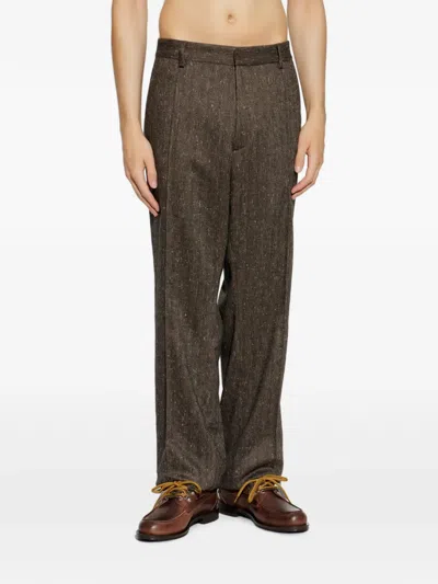 Dsquared2 Herringbone-pattern Trousers In Brown