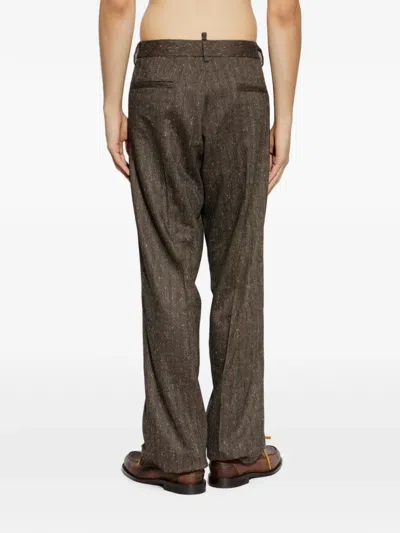 Dsquared2 Herringbone-pattern Trousers In Brown