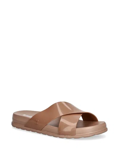 Melissa Crossover-strap Slides In Brown